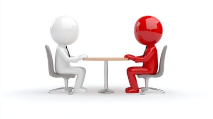 Business Meeting 3D Characters  White Background