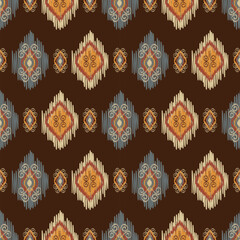 Seamless Ikat ethnic pattern. Abstract textured background