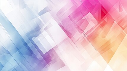 Abstract white background with geometric outlines in pastel hues