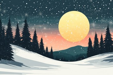 Naklejka premium Winter solstice - a custom saying. Illustration representing the winter solstice - the shortest daylight of the year and the longest nighttime hours