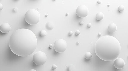 Abstract white background with gradient spheres floating randomly