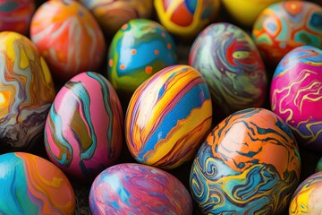 Obraz premium Bright modern easter eggs in various colors