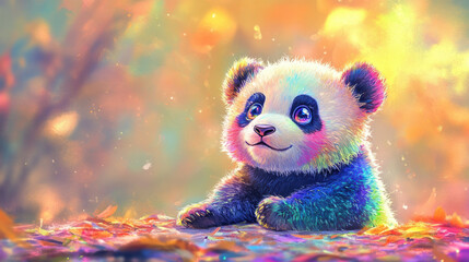 Fototapeta premium Rainbow Panda Cub.