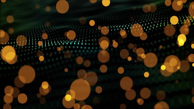 Animation of yellow spots over white spots on black background