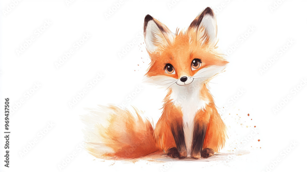 Wall mural Cute Watercolor Fox.