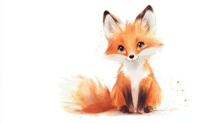 Fototapeta premium Cute Watercolor Fox.