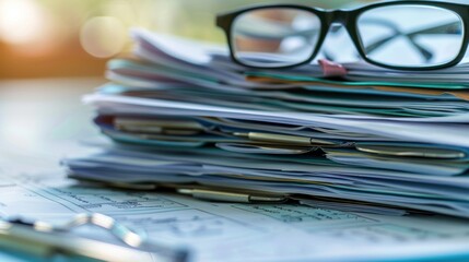 Stack of Paperwork on a Desk