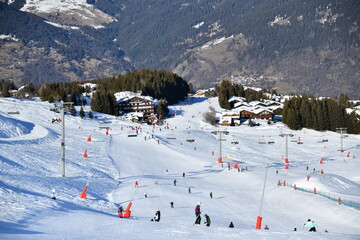 Fototapeta premium Winter scenery of Courchevel ski resort by winter