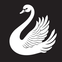 Obraz premium Swan in cartoon, doodle style . Image for t-shirt, web, mobile apps and ui. Isolated 2d vector illustration in logo, icon, sketch style, Eps 10, black and white. AI Generative