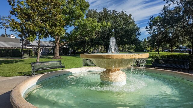 Water Fountain on a beautiful summer day at Winter Park, Florida