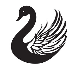 Fototapeta premium Swan in cartoon, doodle style . Image for t-shirt, web, mobile apps and ui. Isolated 2d vector illustration in logo, icon, sketch style, Eps 10, black and white. AI Generative
