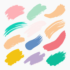 Brush vector, Watercolor paint strokes vector, collection of pastel brush strokes