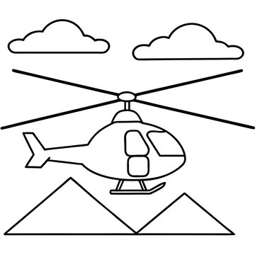 recommend clip art: helicopter with sky outline coloring book page line art drawing