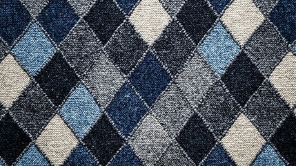 Fototapeta premium Classic argyle pattern with diamonds in muted shades of grey and blue