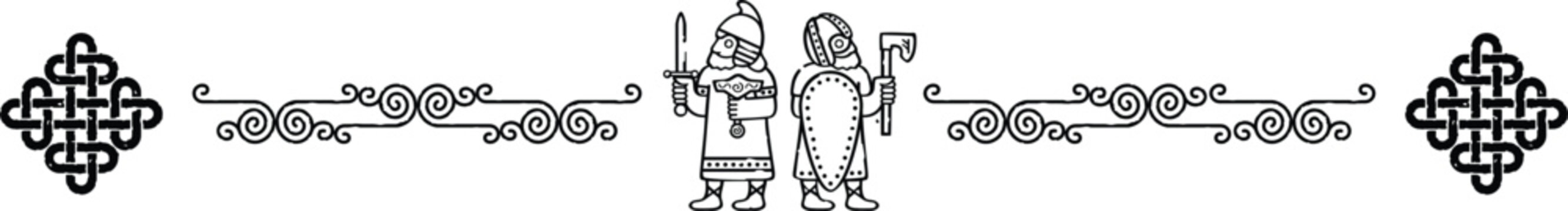 Celtic Header - Curved Lines - Knot Ends - Viking Warriors