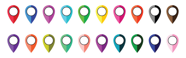 Set of colorful Map pin icons.