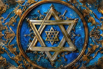 Intricate star of david design for jewish holiday celebrations and symbolic art. AI
