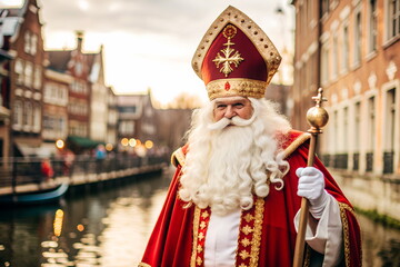 Saint Nicholas in the street, Sinterklaas Dutch Holiday. 