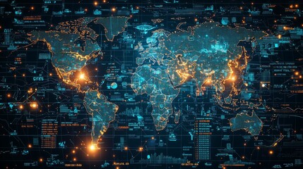 Obraz premium Illuminated Pathways of Global Commerce