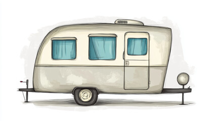 Fototapeta premium Vintage Camper Illustration.