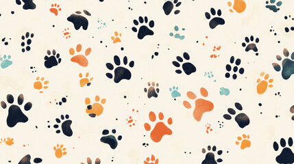 Colorful Paw Prints Pattern.