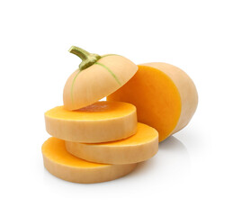 Pumpkin or butternut squash slices isolated on white background 