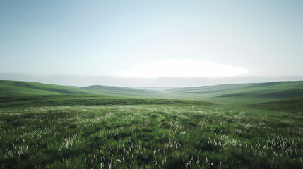 Rolling Countryside Landscape with Clear Skies for Commercial Background