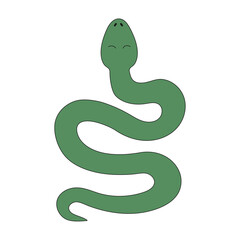 Fototapeta premium Green snake. 2025 New Year. Year of the snake. Merry Christmas and Happy New Year. Green and beige vector illustration.