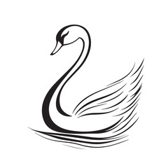 Obraz premium Swan in cartoon, doodle style . Image for t-shirt, web, mobile apps and ui. Isolated 2d vector illustration in logo, icon, sketch style, Eps 10, black and white. AI Generative