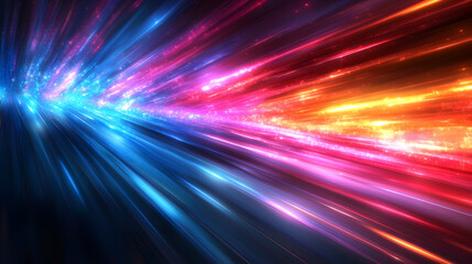 A vibrant burst of colorful light beams creating a dynamic, energetic visual effect.