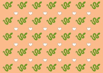 Background with cartoon snake. 2025 New Year. Year of the snake. Merry Christmas and Happy New Year. Green and beige vector illustration.