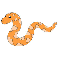 Cartoon snake. 2025 New Year. Year of the snake. Merry Christmas and Happy New Year. Green and beige vector illustration.