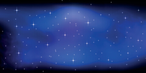 Night sky with stars. Dark blue vector universe. Shiny abstract cosmos. Galaxy illustration with sparkles and starlight. Celestial winter cosmic background