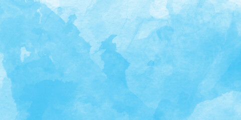 Vintage and old looking soft sky blue paper background, light sky blue watercolor background with stains, Creative vintage light sky blue grunge texture watercolor canvas with stains.