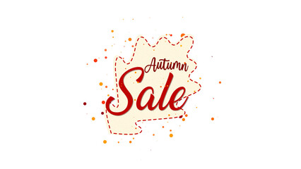 autumn sale badge with leaf frame and autumn colors on transparent background, fall season sale design element