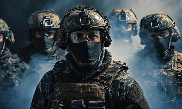 Military Soldiers In Smoke