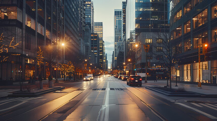 Modern City Street at Dusk for Professional Car Commercial