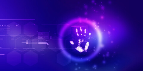 2d Illustration Fingerprint Scanning Technology Concept 