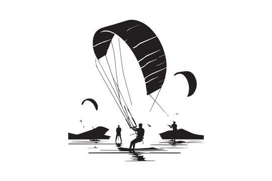 recommend clip art: Kitesurfing vector silhouette illustration