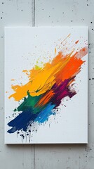 Minimalist white canvas with vibrant, abstract splatters