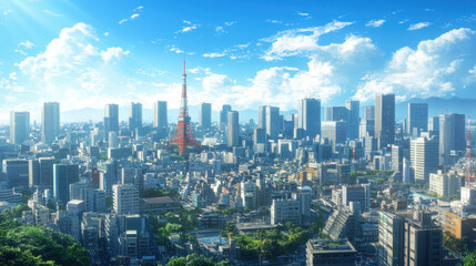 Fototapeta premium Tokyo Skyline with Tower.