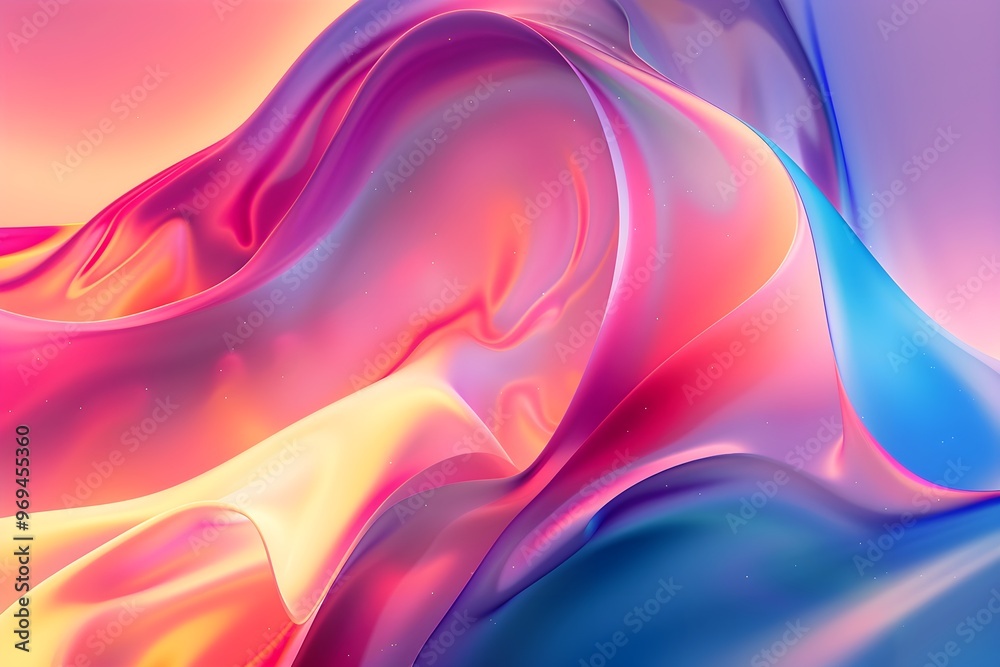 Poster a mesmerizing dreamscape of flowing, iridescent colors, creating a hypnotic and visually stimulating