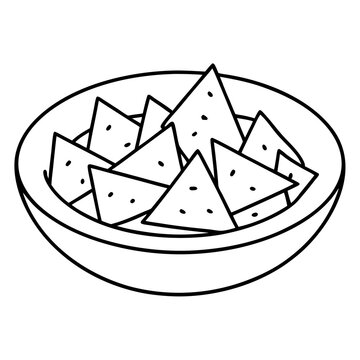 recommend clip art: mexican snack nachos outline coloring book page line art drawing
