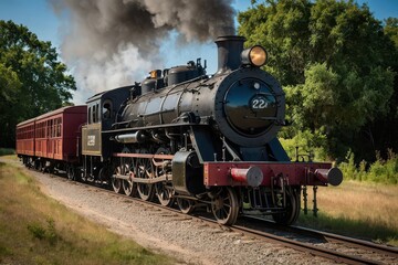 Naklejka premium Steam locomotive with wagons