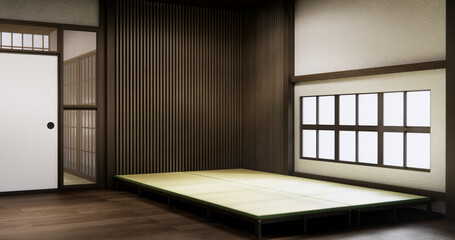 Standard Empty room japan and tatami mat floor. 3D rendering