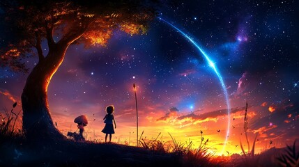 Captivating night sky with constellations and shooting stars, black and white, line art, mesmerizing, celestial, astronomical wonders, stargazing ::1.1 planets, telescopes, Milky Way, cosmic