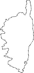 dash line doodle freehand drawing of corsica island map.