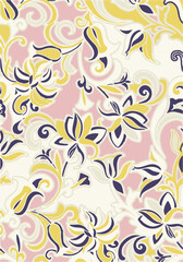 abstract, blooming flowers, motif arrangement with medium tone, all over vector design, background illustration digital image for wrapping paper or textile printing