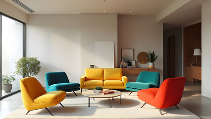 Modern Living Room with Colorful Furniture