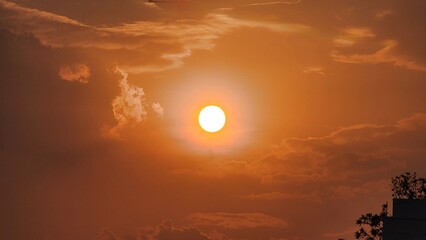 Stunning sunset with orange glow.
